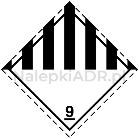 Nalepka ADR nr 9 (klasa 9) Różne materiały i przedmioty niebezpieczne - 30x30cm