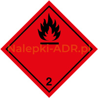 Nalepka ADR nr 2.1 - klasa 2 - Gazy Palne (FOLIA) - 10x10cm (rolka po 250 sztuk nalepek)